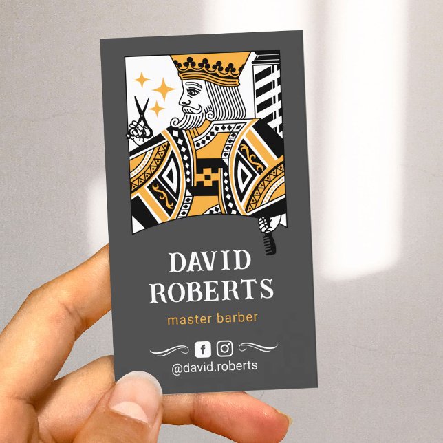 Carte De Visite Barber King Playcard Black & Gold Hair Stylist (Créateur téléchargé)