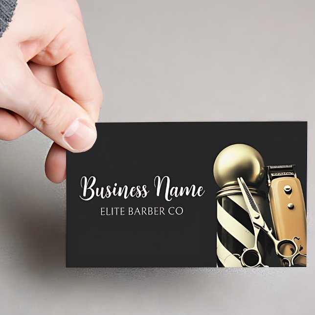 Carte de visite barber moderne avec texte modifiab (Modern Barber Business Card)