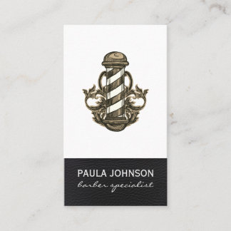Carte De Visite Barber Pole Rendez-vous en cuir Styliste Barber