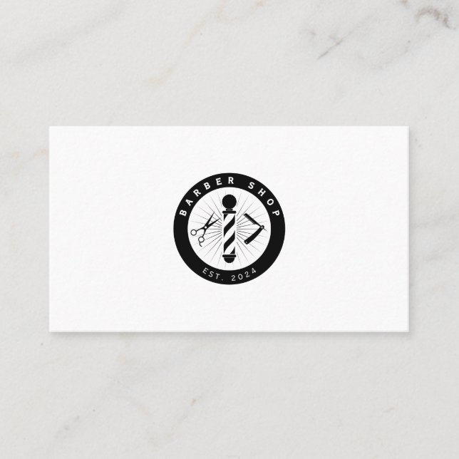 Carte De Visite Barber round logo barbershop  (Devant)