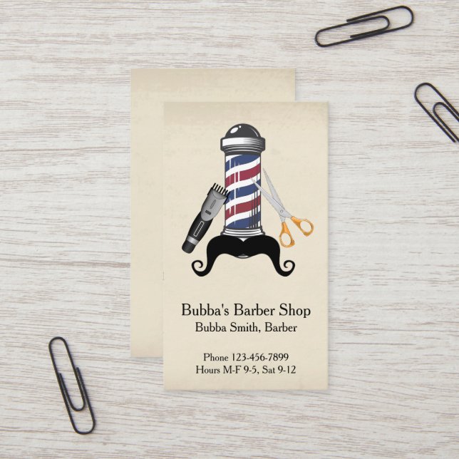 Carte De Visite Barber Shop Business Card (Devant/Arrière en situation)