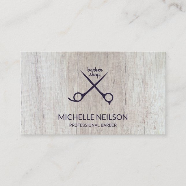 Carte De Visite Barber Shop | Cheveux | Bois (Devant)