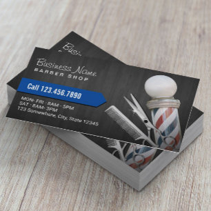 Carte De Visite Barber Shop Ciseau Argent Professionnel Bois foncé