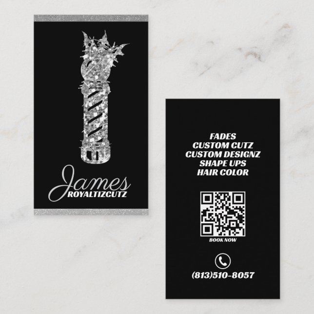 Carte De Visite Barber Shop Crown Logo Professionnel (Devant / Derrière)