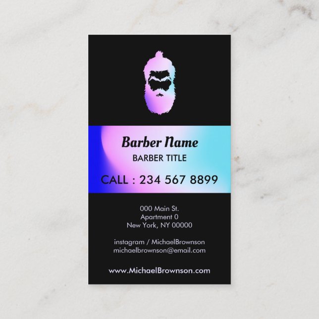 Carte De Visite Barber Shop hipster hologram (Dos)