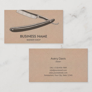 Carte De Visite Barber Shop Old School Barber Razor sur mesure