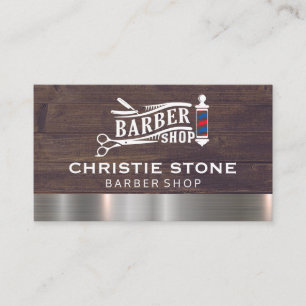 Carte De Visite Barber Shop Pole et ciseaux