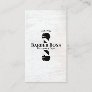 Carte De Visite Barber Shop Pole Rustique Bois Blanc