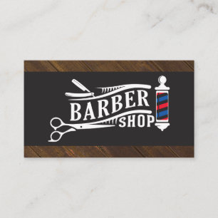 Carte De Visite Barber Shop Poteau en barbre et outils