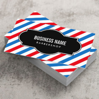 Carte De Visite Barber Shop Professional Bleu & Rouge