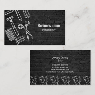 Carte De Visite Barber Shop Professional Hair Stylist Black Brick