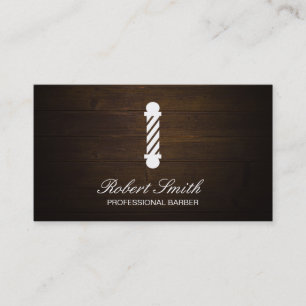 Carte De Visite Barber Shop Wood   Poteau en barbier