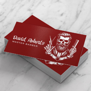 Carte De Visite Barber Skull Professional Red Hair Stlist