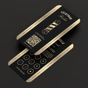 Carte De Visite Barbershop Black Faux Gold Poteau Barber Loyalty C