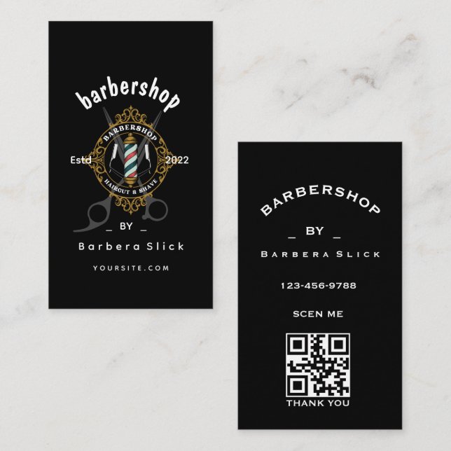 Carte de visite Barbershop classique à l'inverse o (Devant / Derrière)