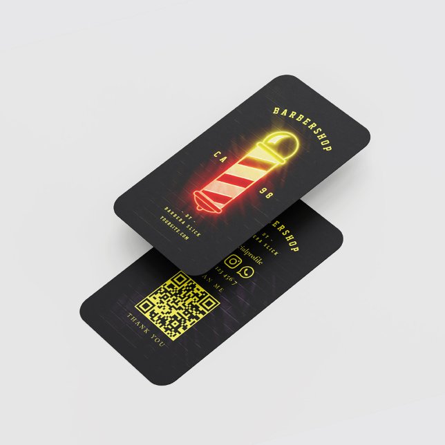 Carte De Visite Barbershop Coiffeuse à poteau de barbier (Barbershop Hairstylist Glowing Barber's Pole Business Card
)