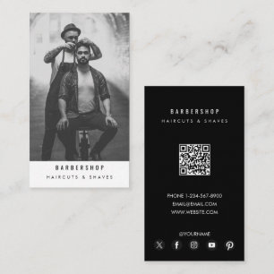 Carte De Visite Barbershop moderne Barber Photo QR Code