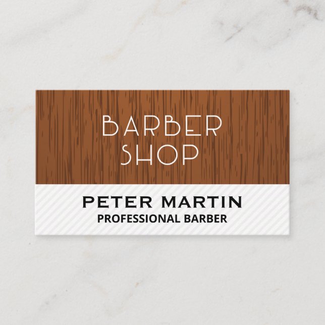 Carte De Visite Barbershop Wood et Stripes (Devant)