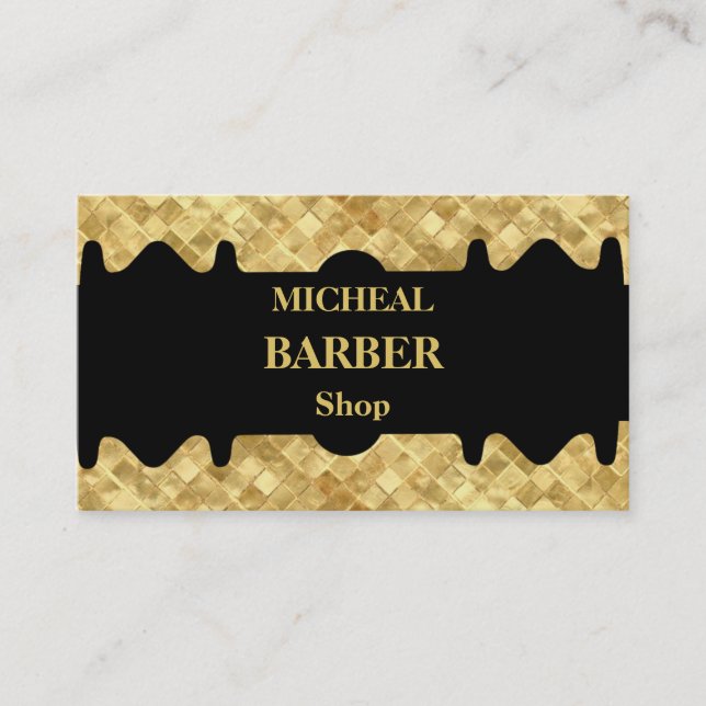 Carte De Visite Barbier lame or Razor simple (Devant)