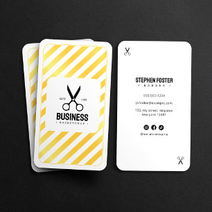 Carte De Visite Barbier moderne Coiffeur Barbier Blanc Or