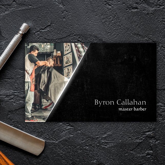 Carte De Visite Barbier professionnel Grunge Styliste Barbershop (Personalized Barbershop Business Card)