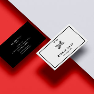 Carte De Visite Barbier Vintage noir classique Outils Barbier