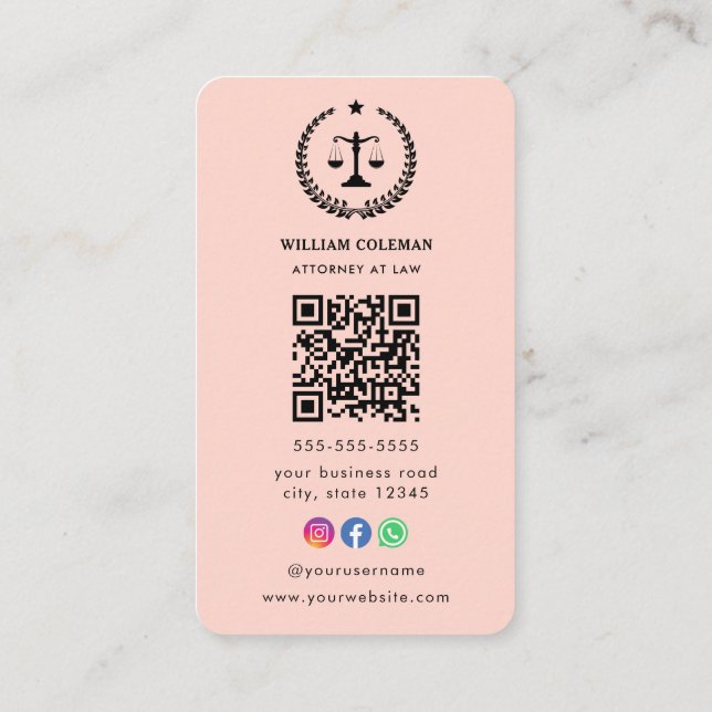 Carte De Visite Barème de justice des avocats professionnels Code  (Dos)