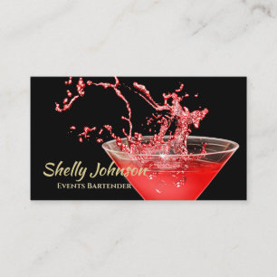 Carte De Visite Barman branché Red Splash Bartender and Events Cat