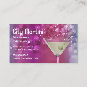 Carte De Visite Barman pourpre de barre de Bokeh Martini