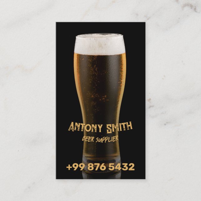 Carte De Visite barman professionnel | Fournisseur de bière (Devant)