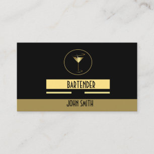 Carte De Visite Barman simple chic de logo d'or