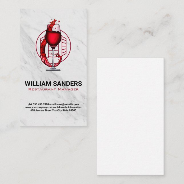 Carte De Visite Barre à vin | Logo Vin (Devant / Derrière)