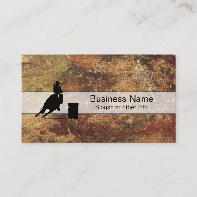 Carte De Visite Barrel Racing Girl Silhouette on a Grunge Texture (Devant)