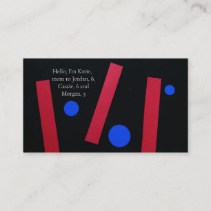 Carte De Visite Barres rouges, cercles bleus Maman