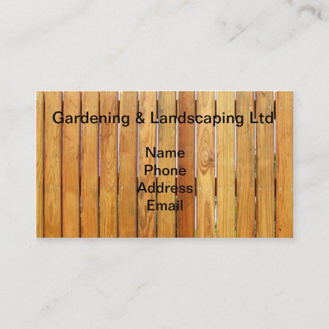 Carte De Visite Barrière en bois naturelle de jardin (Devant)