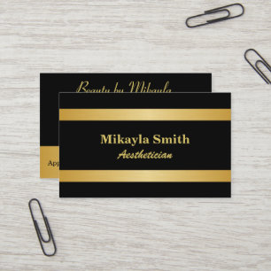 Carte De Visite Bars d'or sur la beauté minimaliste noire