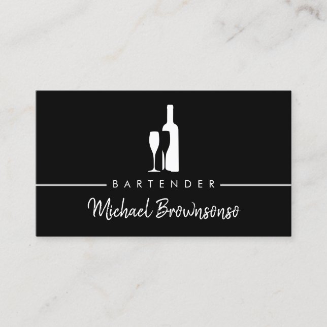 Carte De Visite Bartender Bar Club Noir (Devant)