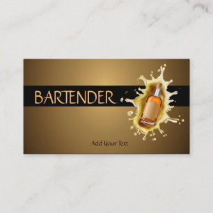 Carte De Visite Bartender Bleu Liqueur Bouteille Brasseur