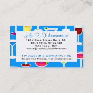 Carte De Visite Bartender / Boissons alcoolisées Thème - Bleu
