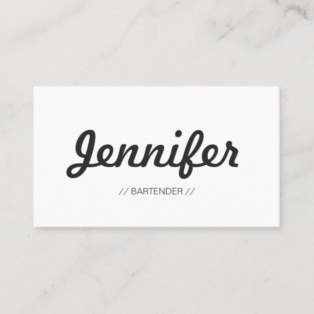 Carte De Visite Bartender - Concise simple et élégant (Devant)