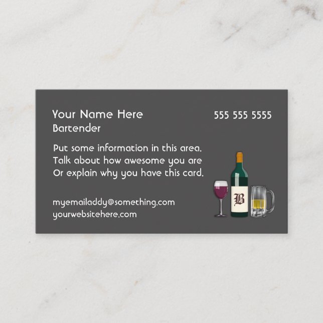 Carte De Visite Bartender Dark (Devant)