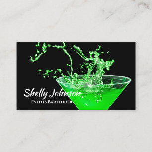 Carte De Visite Bartender et évènements Neon Green Splash