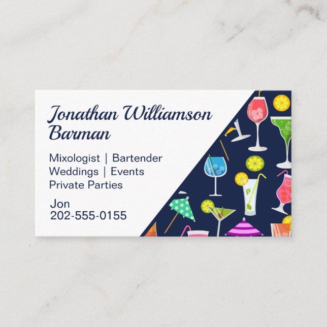 Carte De Visite Bartender Mixologist Cocktail (Devant)