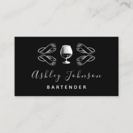 Carte De Visite Bartender Sommelier Cocktail tropical noir et blan