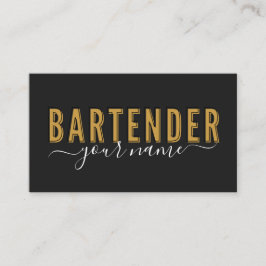 Carte De Visite Bartender Vintage Retro Typographie Nom de signatu