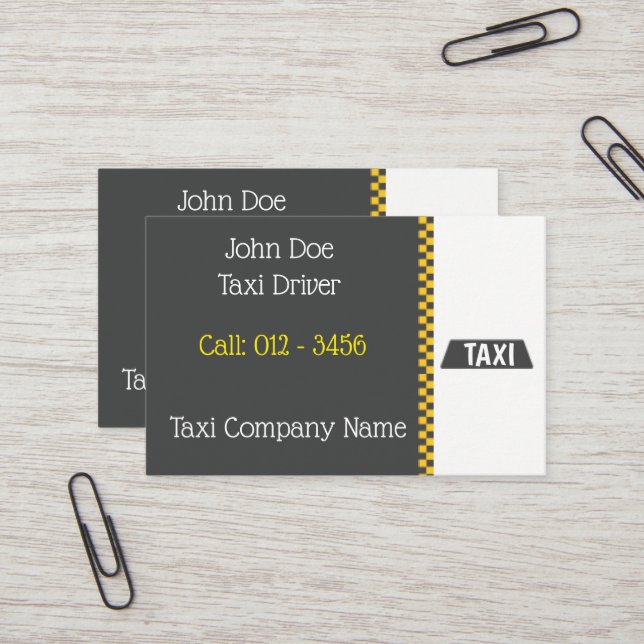 Carte de visite Basé sur Taxi (Devant/Arrière en situation)