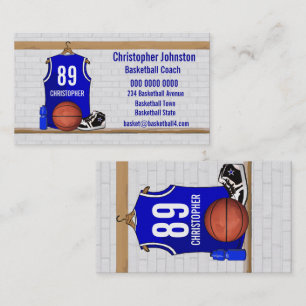 Carte De Visite Basket-ball bleu et blanc personnalisé Jersey