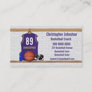 Carte De Visite Basket-ball personnalisé Jersey de pourpre et d'or