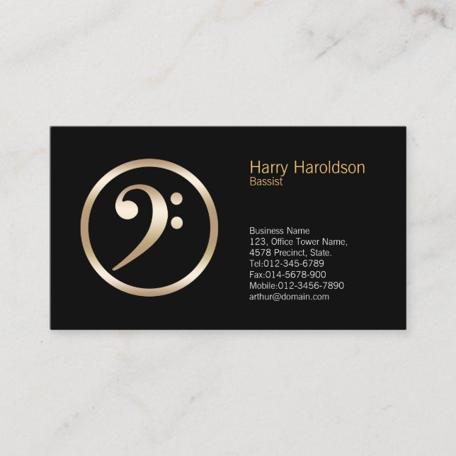 Carte de visite Bass Gold Clef Icon Bassistance (Devant)