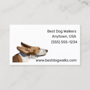 Carte De Visite Basset Hound avec Oreilles battantes dans Wind Dog